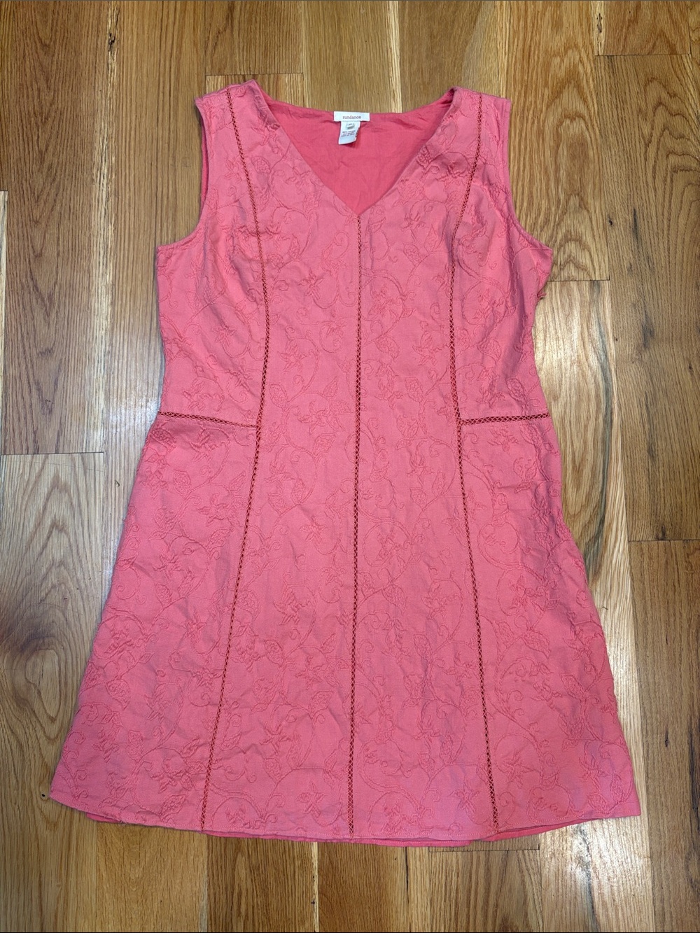 Sundance 100% Cotton Embroidered Sleeveless Dress, Size 14